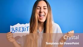  Presentation with banner blue - Colorful slide set enhanced with young-beautiful-blonde-woman backdrop and a coral colored foreground