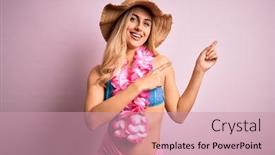 Presentation with hawaiian flowers - Presentation theme with young-beautiful-blonde-woman background and a coral colored foreground