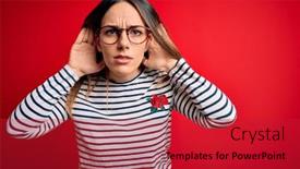  Presentation with deaf - PPT theme enhanced with young-beautiful-blonde-woman background and a red colored foreground