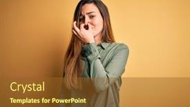  Presentation with breath - Theme having young-beautiful-blonde-woman background and a tawny brown colored foreground