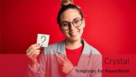  Presentation with blue eyes - Slides with young-beautiful-blonde-woman background and a red colored foreground
