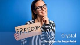  Presentation with banner blue - Theme featuring young-beautiful-blonde-woman background and a teal colored foreground