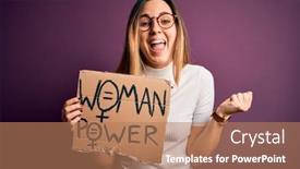  Presentation with women success - Audience pleasing PPT theme consisting of young-beautiful-blonde-woman backdrop and a coral colored foreground