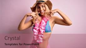  Presentation with hawaiian flowers - Presentation consisting of young-beautiful-blonde-woman background and a coral colored foreground