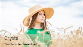  Presentation with straw - PPT theme featuring young-beautiful-blonde-woman background and a lemonade colored foreground