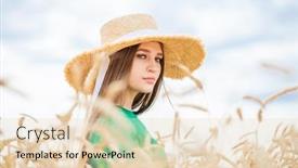  Presentation with straw - Presentation featuring young-beautiful-blonde-woman background and a lemonade colored foreground