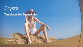  Presentation with straw - Presentation consisting of young-beautiful-blonde-woman background and a teal colored foreground