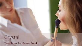  Presentation with artist - PPT theme consisting of young-beautiful-bride-applying-wedding background and a coral colored foreground