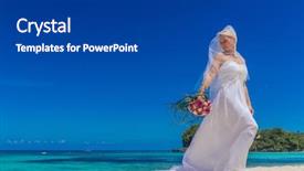  Presentation with beach wedding - Slide set featuring young beautiful bride on her wedding day outdoor beach wedding background and a dark gray colored foreground