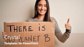  Presentation with save - Amazing presentation theme having young-beautiful-brunette-activist-woman backdrop and a coral colored foreground
