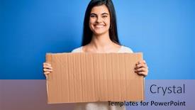  Presentation with envvironmental activist - Theme consisting of young-beautiful-brunette-activist-woman background and a coral colored foreground