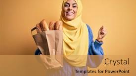  Presentation with islamic - Amazing presentation having young-beautiful-brunette-arab-woman backdrop and a yellow colored foreground