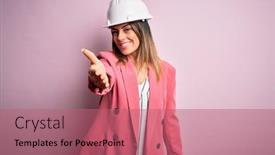  Presentation with pink business - Presentation consisting of young-beautiful-brunette-architect-woman background and a coral colored foreground