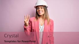  Presentation with architect - Audience pleasing theme consisting of young-beautiful-brunette-architect-woman backdrop and a coral colored foreground