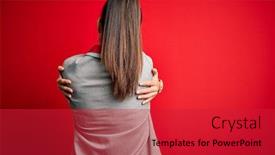  Presentation with self love - Presentation theme enhanced with young-beautiful-brunette-businesswoman-wearing background and a red colored foreground