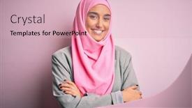  Presentation with business pink - PPT layouts with young-beautiful-brunette-businesswoman-wearing background and a lemonade colored foreground