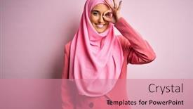  Presentation with pink business - PPT theme enhanced with young-beautiful-brunette-businesswoman-wearing background and a coral colored foreground