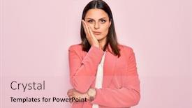  Presentation with depression - Slides with young-beautiful-brunette-businesswoman-wearing background and a lemonade colored foreground