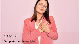  Presentation with chest - Audience pleasing slide set consisting of young-beautiful-brunette-businesswoman-wearing backdrop and a lemonade colored foreground