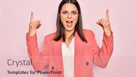  Presentation with elegant star - Slide deck having young-beautiful-brunette-businesswoman-wearing background and a lemonade colored foreground