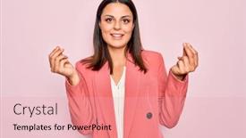  Presentation with pink business - Beautiful presentation theme featuring young-beautiful-brunette-businesswoman-wearing backdrop and a lemonade colored foreground