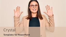  Presentation with beautiful 3d - Amazing slides having young-beautiful-brunette-businesswoman-wearing backdrop and a lemonade colored foreground