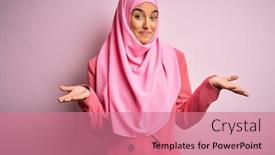  Presentation with pink business - Beautiful PPT theme featuring young-beautiful-brunette-businesswoman-wearing backdrop and a coral colored foreground