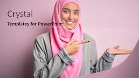  Presentation with business pink - Beautiful slide set featuring young-beautiful-brunette-businesswoman-wearing backdrop and a lemonade colored foreground