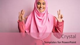  Presentation with pink business - Presentation design with young-beautiful-brunette-businesswoman-wearing background and a coral colored foreground