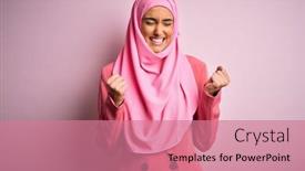  Presentation with business pink - Slide set consisting of young-beautiful-brunette-businesswoman-wearing background and a coral colored foreground