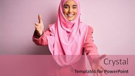  Presentation with pink business - Cool new slide deck with young-beautiful-brunette-businesswoman-wearing backdrop and a coral colored foreground