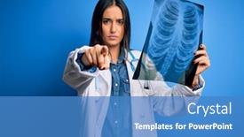  Presentation with xray - Beautiful slides featuring young-beautiful-brunette-doctor-woman backdrop and a teal colored foreground