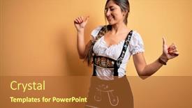  Presentation with traditional dancing - PPT theme with young-beautiful-brunette-german-woman background and a red colored foreground