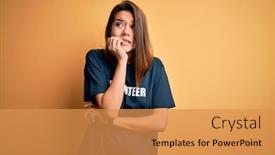  Presentation with anxiety - Audience pleasing PPT theme consisting of young-beautiful-brunette-girl-doing backdrop and a gold colored foreground