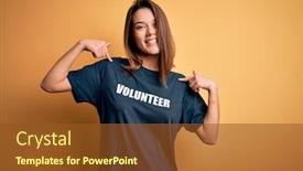  Presentation with fingers - Beautiful PPT layouts featuring young-beautiful-brunette-girl-doing backdrop and a tawny brown colored foreground