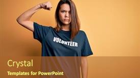  Presentation with girl power - Beautiful theme featuring young-beautiful-brunette-girl-doing backdrop and a red colored foreground