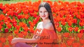  Presentation with beautiful young girl red - Theme enhanced with young-beautiful-brunette-girl-posing background and a red colored foreground