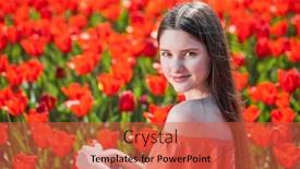  Presentation with beautiful young girl red - Presentation design featuring young-beautiful-brunette-girl-posing background and a red colored foreground