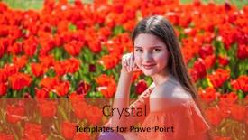  Presentation with beautiful young girl red - Slide set enhanced with young-beautiful-brunette-girl-posing background and a red colored foreground