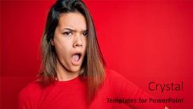  Presentation with beautiful young girl red - PPT layouts having young-beautiful-brunette-girl-wearing background and a crimson colored foreground