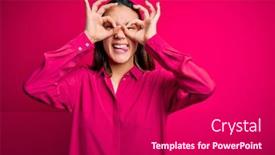  Presentation with orange and pink tone abstract - Slide deck enhanced with young-beautiful-brunette-girl-wearing background and a dark gray colored foreground