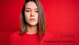  Presentation with beautiful young girl red - Amazing PPT theme having young-beautiful-brunette-girl-wearing backdrop and a crimson colored foreground