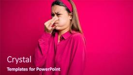  Presentation with bad breath - Slide deck having young-beautiful-brunette-girl-wearing background and a crimson colored foreground