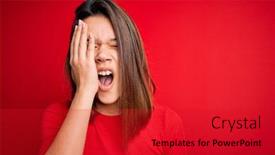  Presentation with beautiful young girl red - Amazing presentation theme having young-beautiful-brunette-girl-wearing backdrop and a crimson colored foreground