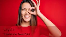  Presentation with beautiful young girl red - Cool new PPT theme with young-beautiful-brunette-girl-wearing backdrop and a crimson colored foreground