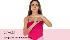  Presentation with hard work - Presentation with young-beautiful-brunette-girl-wearing background and a red colored foreground