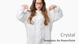  Presentation with advertisement - Colorful PPT layouts enhanced with young-beautiful-brunette-hipster-woman backdrop and a white colored foreground