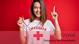  Presentation with beautiful young girl red - Audience pleasing slide deck consisting of young-beautiful-brunette-lifeguard-girl backdrop and a red colored foreground