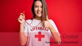  Presentation with beautiful young girl red - Slide set having young-beautiful-brunette-lifeguard-girl background and a red colored foreground