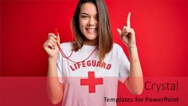  Presentation with lifeguard - Amazing presentation theme having young-beautiful-brunette-lifeguard-girl backdrop and a red colored foreground